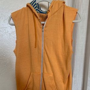 Aviator Nation orange zip sleeveless jacket